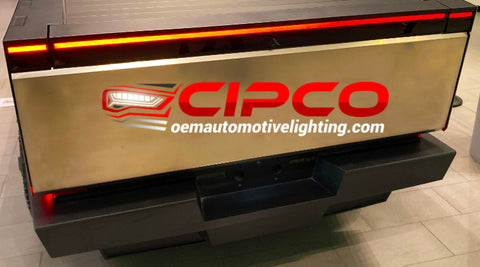 2024 Tesla Cybertruck left driver side, center, right passenger side oe, oem tail light, lamp from CIPCO OEM Automotive Lighting.com