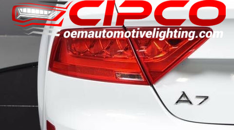 2012, 2013, 2014, 2015 Audi A7, S7, RS7, RS 7 Left Driver Side OE, OEM brand new and used tail light, taillight, tail lamp, taillamp assembly replacement from CIPCO